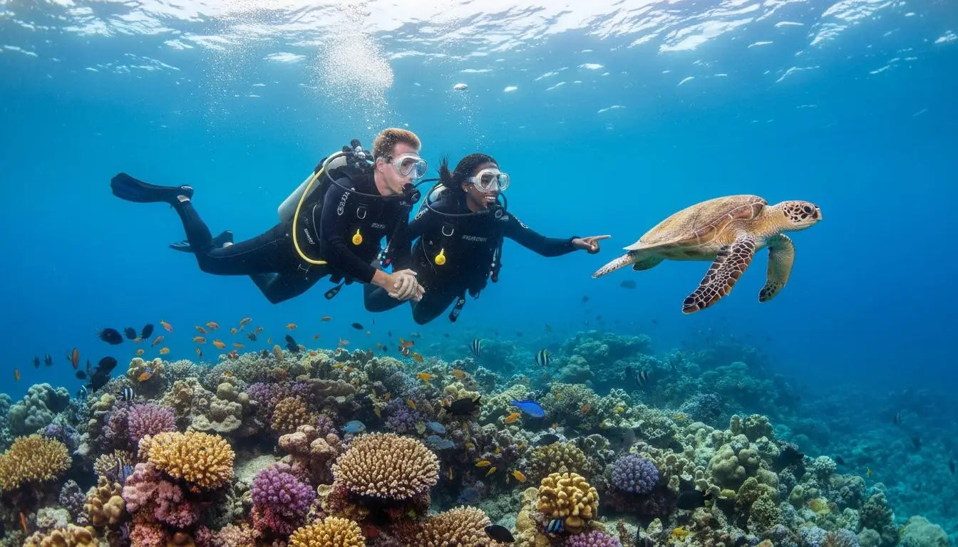 A nervous partner's first dive in Cozumel