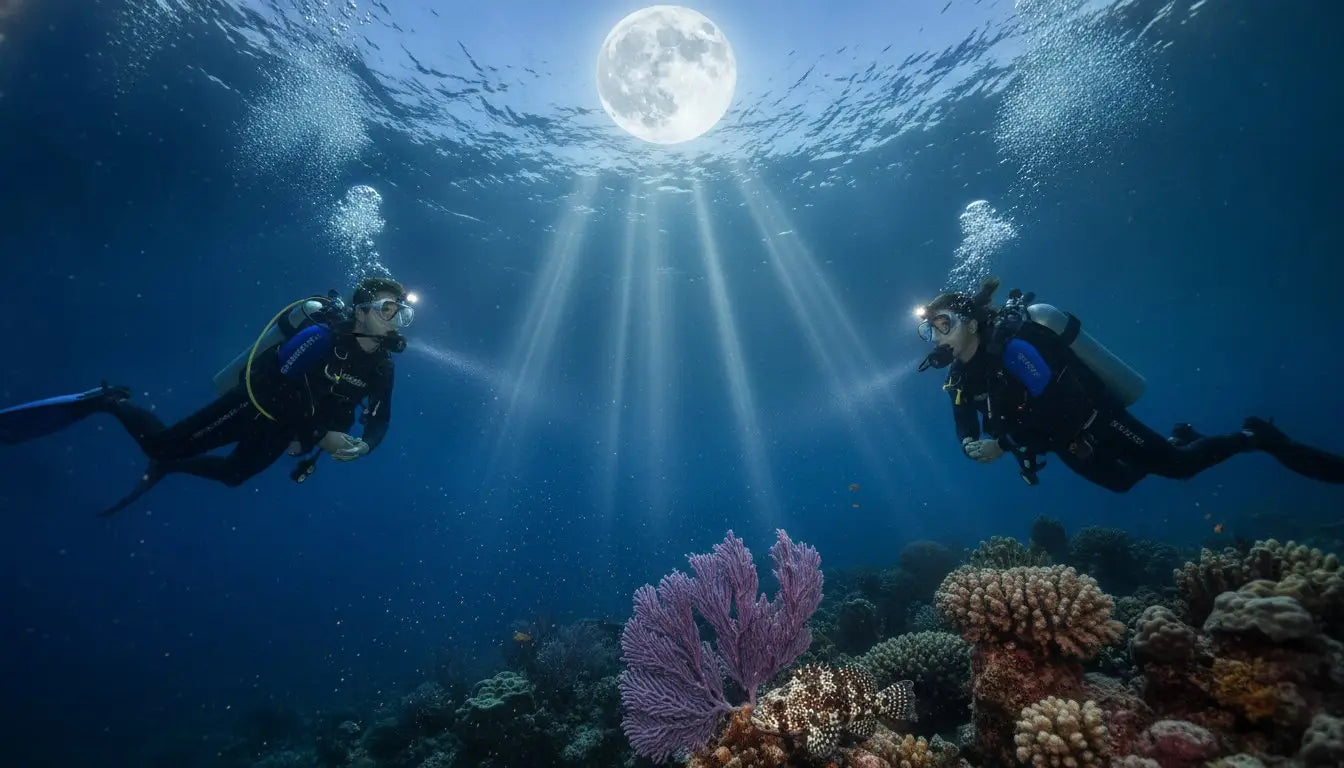 Full moon night dive in Cozumel