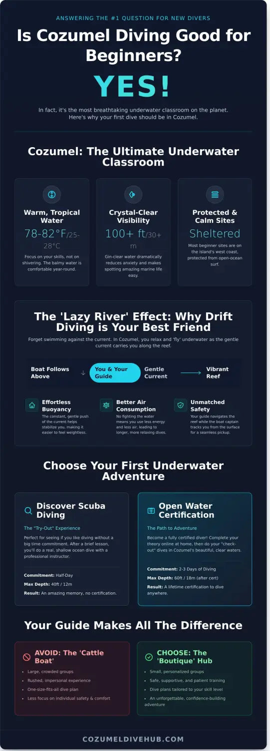 Is cozumel diving good for beginners infographic - visual guide