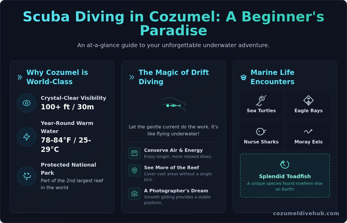 Scuba diving over coral in Cozumel