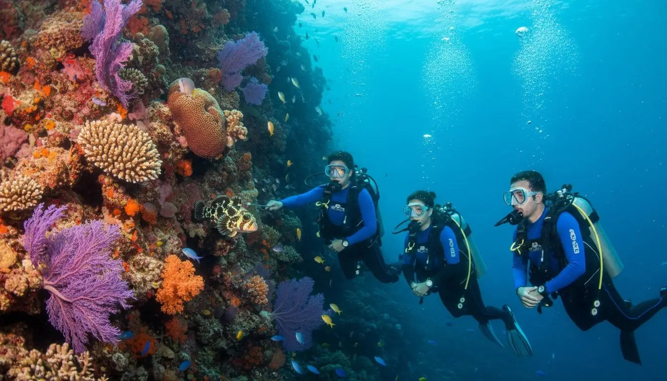 Small group diving in Cozumel compared with a large dive boat